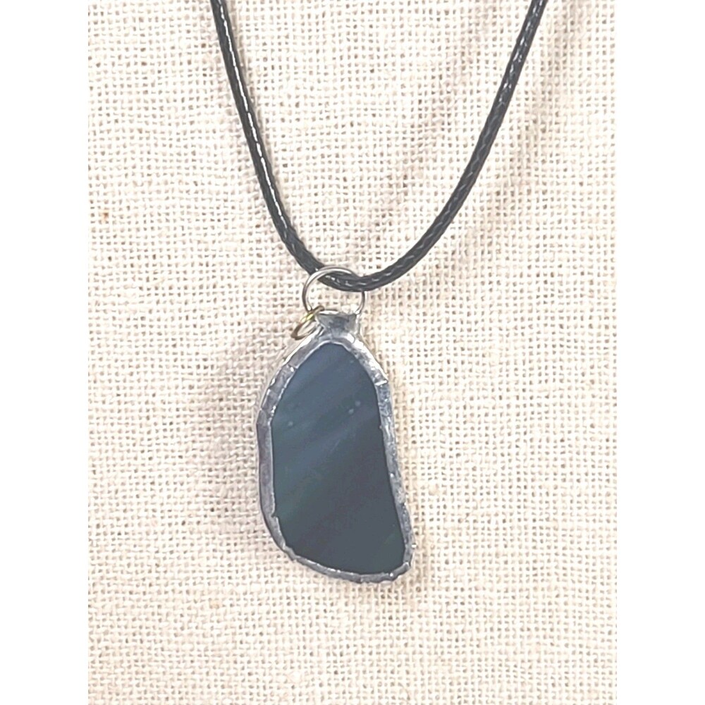 Vintage Glass Green Sea Glass  Sterling Silver  Dangle Pendant Handmade